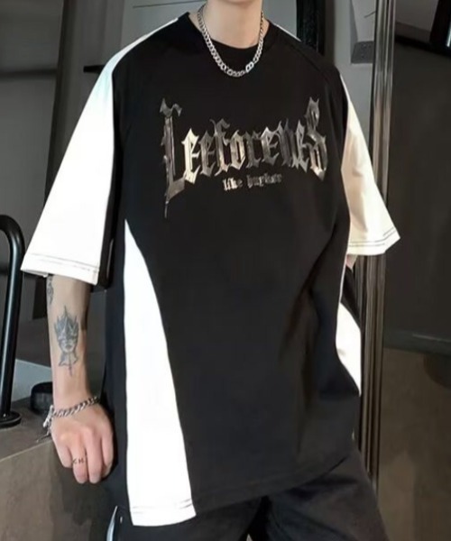 link lot（リンクロット）の「配色ラグランスリーブ箔プリントトップス（Tシャツ/カットソー・メンズ・ホワイト/ブラック・M）」の7枚目の写真