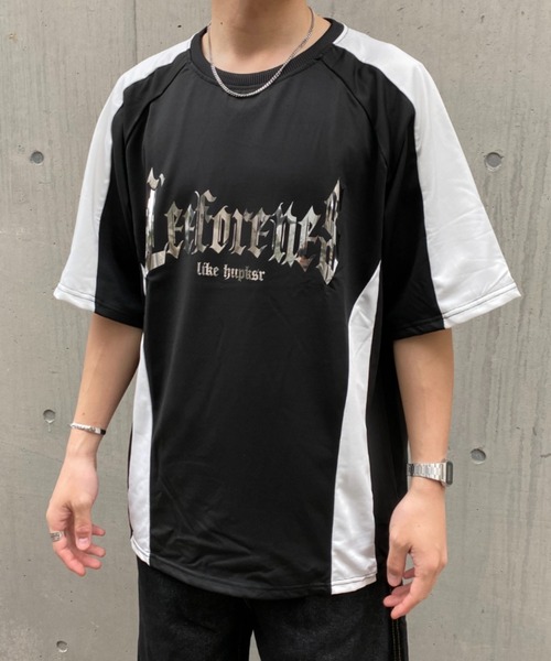 link lot（リンクロット）の「配色ラグランスリーブ箔プリントトップス（Tシャツ/カットソー・メンズ・ホワイト/ブラック・M）」の8枚目の写真
