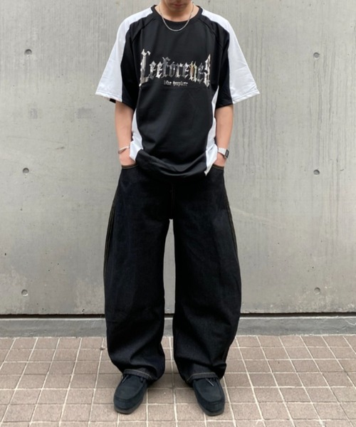 link lot（リンクロット）の「配色ラグランスリーブ箔プリントトップス（Tシャツ/カットソー・メンズ・ホワイト/ブラック・M）」の10枚目の写真