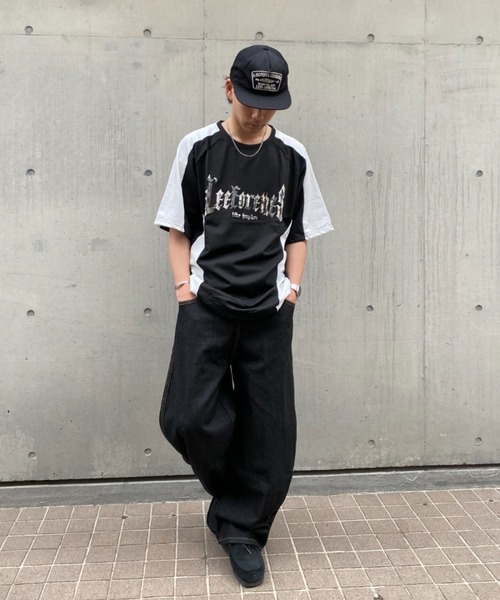 link lot（リンクロット）の「配色ラグランスリーブ箔プリントトップス（Tシャツ/カットソー・メンズ・ホワイト/ブラック・M）」の11枚目の写真