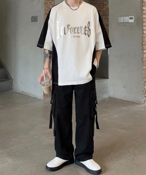 link lot（リンクロット）の「配色ラグランスリーブ箔プリントトップス（Tシャツ/カットソー・メンズ・ホワイト/ブラック・M）」の17枚目の写真