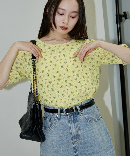 JEMORGAN(ジェーイーモーガン)の「JEMORGAN/ジェーイーモーガン ワッフル フラワー ハーフスリーブ プルオーバー 限定展開(Tシャツ/カットソー・レディース・イエロー/ブルー/グレー・フリ-)」の17枚目の写真