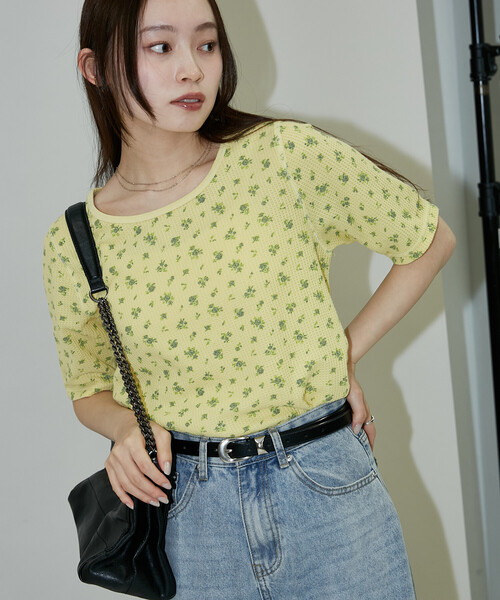 JEMORGAN(ジェーイーモーガン)の「JEMORGAN/ジェーイーモーガン ワッフル フラワー ハーフスリーブ プルオーバー 限定展開(Tシャツ/カットソー・レディース・イエロー/ブルー/グレー・フリ-)」の19枚目の写真
