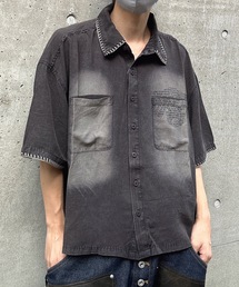 ヴィンテージ加工ドッグロゴステッチシャツ