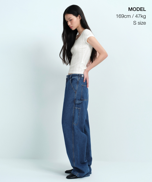 MUSINSA STANDARD WOMAN（ムシンサスタンダードウーマン）の「ウィメンズポインテイルスクエアネックキャップスリーブTシャツ[クリーム]（Tシャツ/カットソー・レディース・その他・X-SMALL/SMALL/MEDIUM/LARGE）」の2枚目の写真