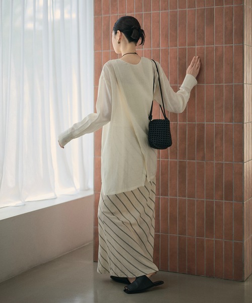 LAULEN（ローレン）の「back cross collarless shirt /バッククロスノーカラーシャツ（シャツ/ブラウス・レディース・アイボリー/ブラック・FREE）」の12枚目の写真