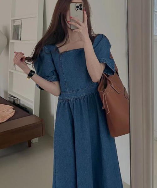 semplice(センプリチェ)の「デニムワンピ【韓国ファッション】(ワンピース・レディース・ブルー・F)」の5枚目の写真