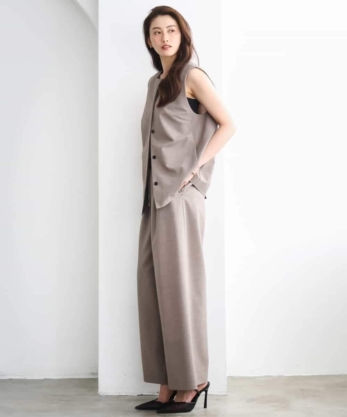 MICHEL KLEIN（ミッシェル・クラン）の「[セットアップ対応]ノーカラージレ（ノーカラージャケット・レディース・ブラック/ブラウン・38/40）」の3枚目の写真