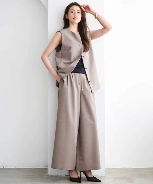 MICHEL KLEIN（ミッシェル・クラン）の「[セットアップ対応]ノーカラージレ（ノーカラージャケット・レディース・ブラック/ブラウン・38/40）」の4枚目の写真