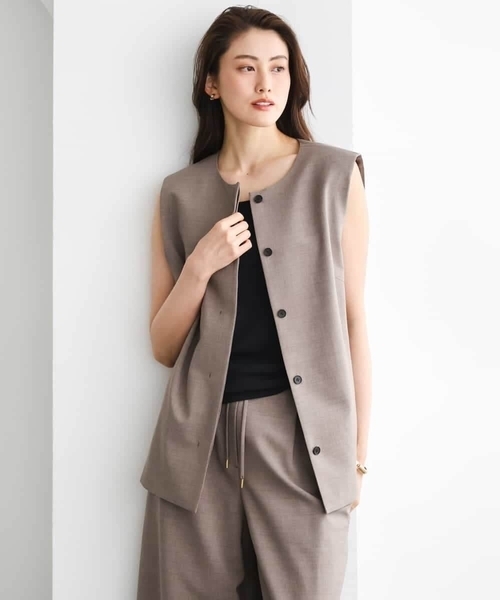 MICHEL KLEIN（ミッシェル・クラン）の「[セットアップ対応]ノーカラージレ（ノーカラージャケット・レディース・ブラック/ブラウン・38/40）」の7枚目の写真