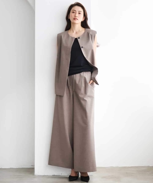 MICHEL KLEIN（ミッシェル・クラン）の「[セットアップ対応]ノーカラージレ（ノーカラージャケット・レディース・ブラック/ブラウン・38/40）」の8枚目の写真
