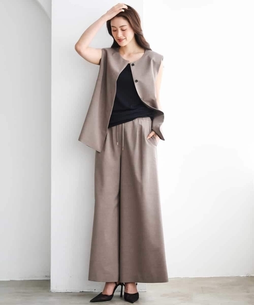 MICHEL KLEIN（ミッシェル・クラン）の「[セットアップ対応]ノーカラージレ（ノーカラージャケット・レディース・ブラック/ブラウン・38/40）」の9枚目の写真