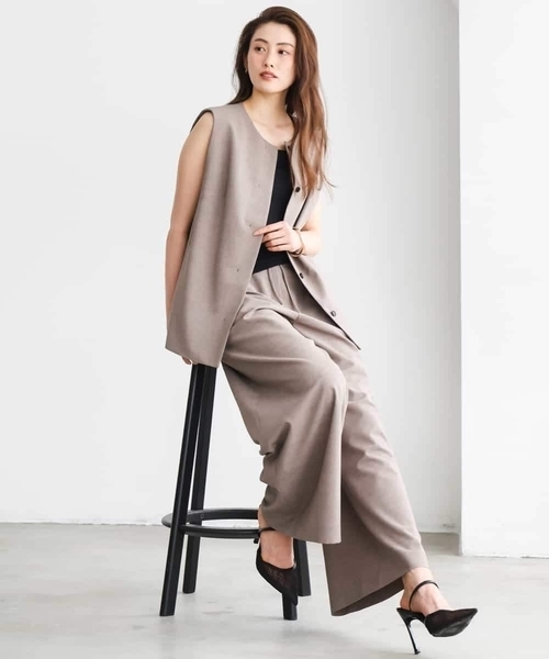 MICHEL KLEIN（ミッシェル・クラン）の「[セットアップ対応]ノーカラージレ（ノーカラージャケット・レディース・ブラック/ブラウン・38/40）」の10枚目の写真