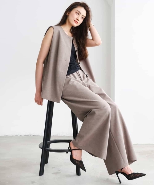 MICHEL KLEIN（ミッシェル・クラン）の「[セットアップ対応]ノーカラージレ（ノーカラージャケット・レディース・ブラック/ブラウン・38/40）」の11枚目の写真