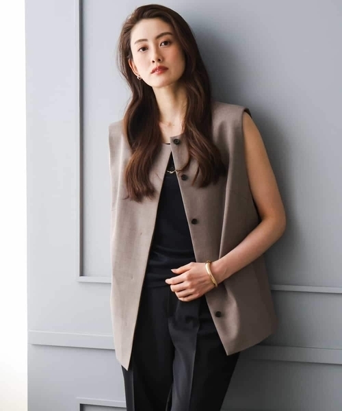 MICHEL KLEIN（ミッシェル・クラン）の「[セットアップ対応]ノーカラージレ（ノーカラージャケット・レディース・ブラック/ブラウン・38/40）」の14枚目の写真