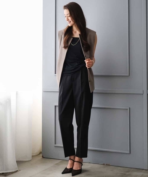 MICHEL KLEIN（ミッシェル・クラン）の「[セットアップ対応]ノーカラージレ（ノーカラージャケット・レディース・ブラック/ブラウン・38/40）」の15枚目の写真