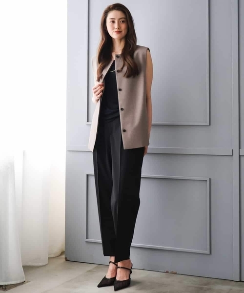 MICHEL KLEIN（ミッシェル・クラン）の「[セットアップ対応]ノーカラージレ（ノーカラージャケット・レディース・ブラック/ブラウン・38/40）」の16枚目の写真