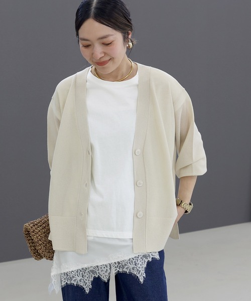 Aletta vita(アレッタビータ)の「アシメサテンレースレイヤードフレンチプルオーバー(Tシャツ/カットソー・レディース・オフホワイト/ブラック・FREE)」の8枚目の写真