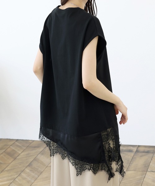 Aletta vita(アレッタビータ)の「アシメサテンレースレイヤードフレンチプルオーバー(Tシャツ/カットソー・レディース・オフホワイト/ブラック・FREE)」の18枚目の写真