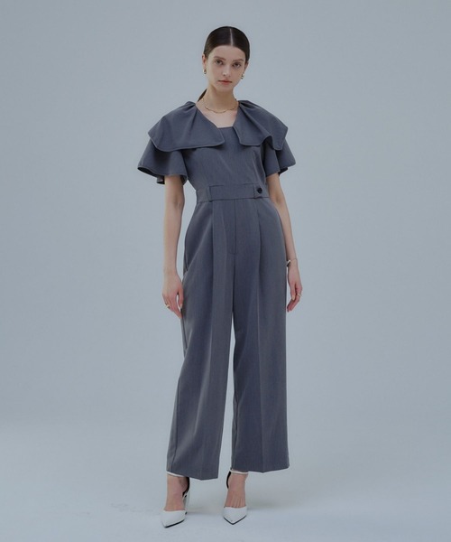 ORGUE(オルグ)の「Frill collar all-in-one/フリルカラーオールインワン(つなぎ/オールインワン・レディース・ベージュ/グレー・SMALL/MEDIUM)」の2枚目の写真