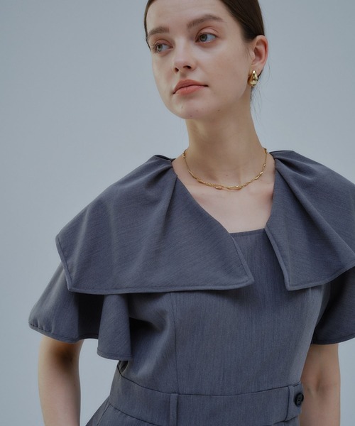 ORGUE(オルグ)の「Frill collar all-in-one/フリルカラーオールインワン(つなぎ/オールインワン・レディース・ベージュ/グレー・SMALL/MEDIUM)」の10枚目の写真