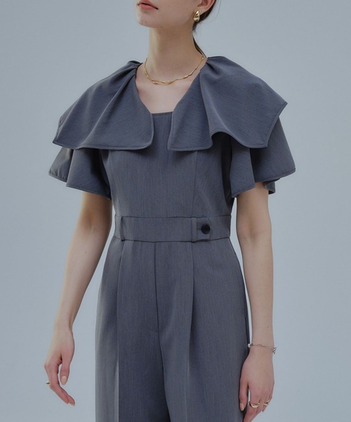 ORGUE(オルグ)の「Frill collar all-in-one/フリルカラーオールインワン(つなぎ/オールインワン・レディース・ベージュ/グレー・SMALL/MEDIUM)」の8枚目の写真