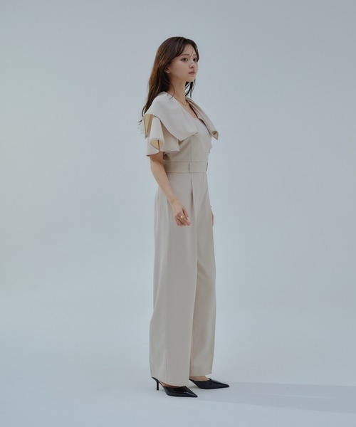 ORGUE(オルグ)の「Frill collar all-in-one/フリルカラーオールインワン(つなぎ/オールインワン・レディース・ベージュ/グレー・SMALL/MEDIUM)」の6枚目の写真