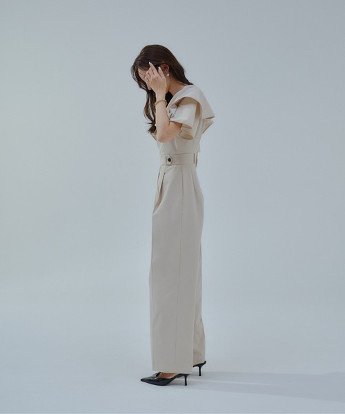 ORGUE(オルグ)の「Frill collar all-in-one/フリルカラーオールインワン(つなぎ/オールインワン・レディース・ベージュ/グレー・SMALL/MEDIUM)」の5枚目の写真