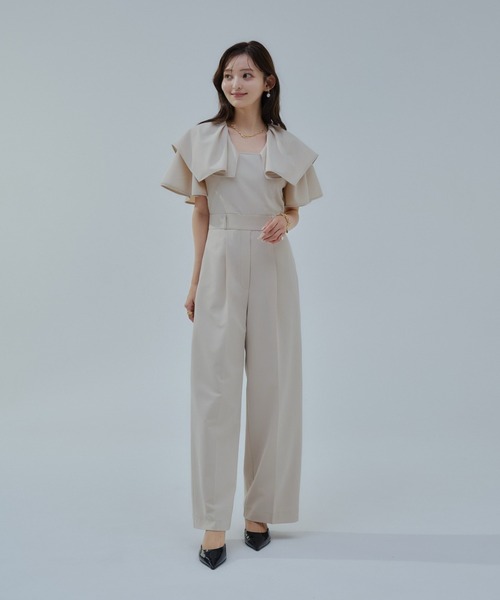 ORGUE(オルグ)の「Frill collar all-in-one/フリルカラーオールインワン(つなぎ/オールインワン・レディース・ベージュ/グレー・SMALL/MEDIUM)」の7枚目の写真