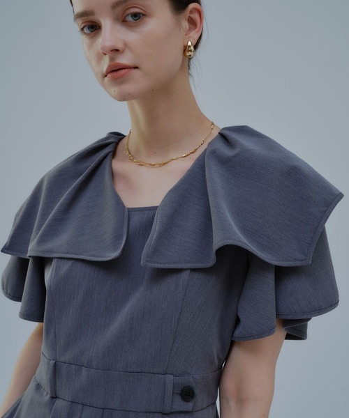 ORGUE(オルグ)の「Frill collar all-in-one/フリルカラーオールインワン(つなぎ/オールインワン・レディース・ベージュ/グレー・SMALL/MEDIUM)」の15枚目の写真