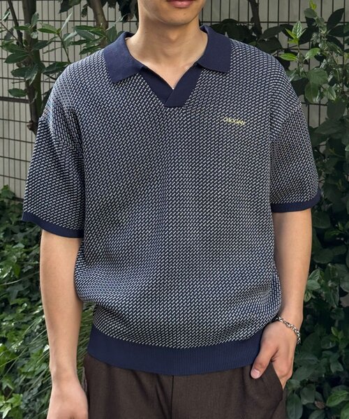 CIAOPANIC（チャオパニック）の「バーズアイサマーニットポロシャツ（ニット/セーター・レディース・サックスブルー/ネイビー/イエロー・LARGE/MEDIUM）」の5枚目の写真