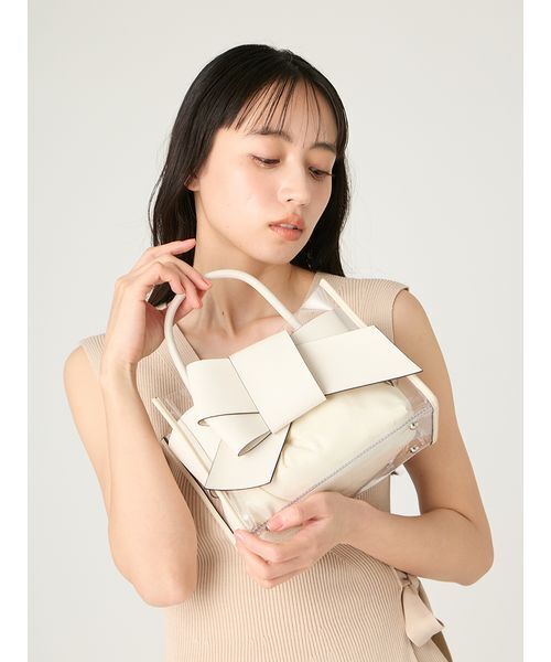 FRAY I.D（フレイアイディー）の「【ルエル】リボンクリアミドルバッグ（ハンドバッグ・レディース・ブラック/ライトブルー/ホワイト・F）」の16枚目の写真