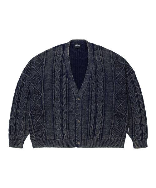 AJOBYAJO（アジョバイアジョ）の「Cable Washed Cardigan [NAVY]（カーディガン/ボレロ・メンズ・その他・FREE）」の2枚目の写真
