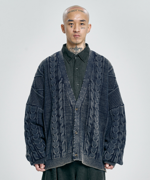 AJOBYAJO（アジョバイアジョ）の「Cable Washed Cardigan [NAVY]（カーディガン/ボレロ・メンズ・その他・FREE）」の6枚目の写真