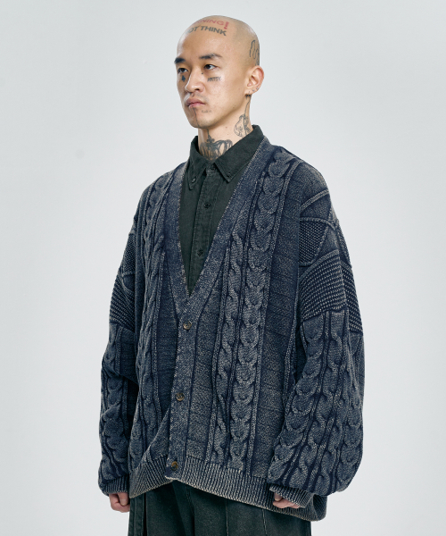 AJOBYAJO（アジョバイアジョ）の「Cable Washed Cardigan [NAVY]（カーディガン/ボレロ・メンズ・その他・FREE）」の7枚目の写真