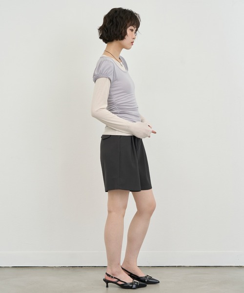 NUJOH(ヌゾ)の「Layered Slim Fit Half Sleeve Top / レイヤードスリムフィットハーフスリーブトップ2枚セット(Tシャツ/カットソー・レディース・ブラック/ピンク/ホワイト/ライトパープル/チャコールグレー・FREE)」の21枚目の写真