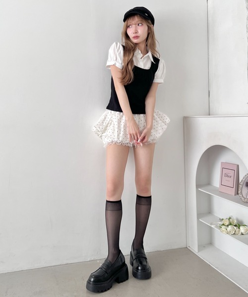 Loueme(ルエム)の「レイヤードバルーンレースミニスカパン(スカート・レディース・ホワイト/ブラック・FREE)」の9枚目の写真