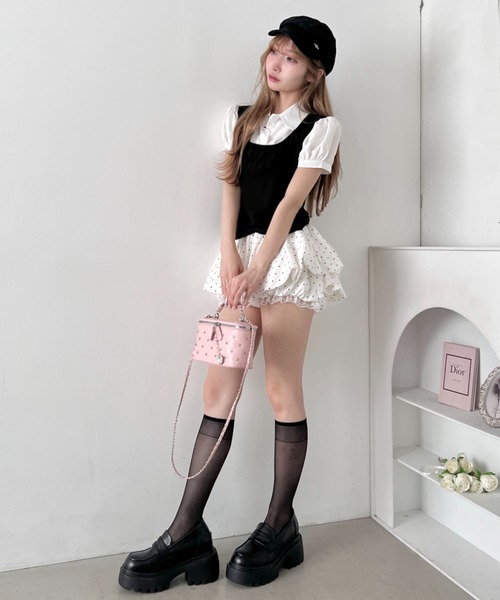 Loueme(ルエム)の「レイヤードバルーンレースミニスカパン(スカート・レディース・ホワイト/ブラック・FREE)」の8枚目の写真