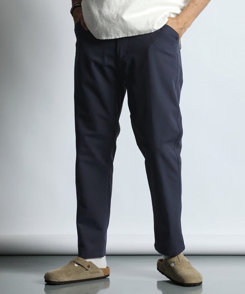 The DUFFER of ST.GEORGE（ザダファーオブセントジョージ）の「'HYPERHELIX' 2WAY STRETCH KERSEY EASY PANTS：撥水 接触冷感 ハイパーヘリックス イージーパンツ（スラックス・メンズ・ネイビー/ライトグレー・X-LARGE/LARGE/MEDIUM/SMALL）」の2枚目の写真