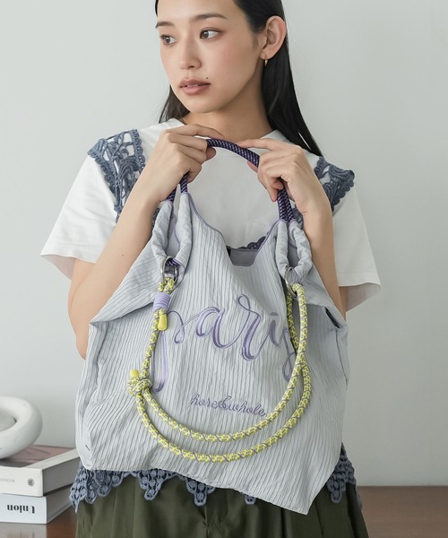 mili an deni(ミリアンデニ)の「3WAYロゴ刺繍ロープトートバッグ(トートバッグ・レディース・ライトグレー/カーキ/アイボリー/ブラック・F)」の1枚目の写真
