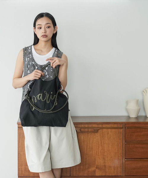 mili an deni(ミリアンデニ)の「3WAYロゴ刺繍ロープトートバッグ(トートバッグ・レディース・ライトグレー/カーキ/アイボリー/ブラック・F)」の10枚目の写真