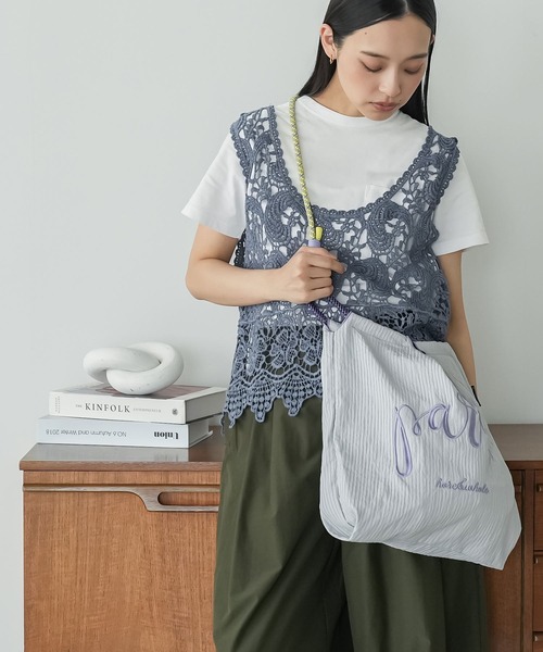 mili an deni(ミリアンデニ)の「3WAYロゴ刺繍ロープトートバッグ(トートバッグ・レディース・ライトグレー/カーキ/アイボリー/ブラック・F)」の16枚目の写真