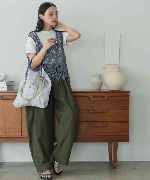 mili an deni(ミリアンデニ)の「3WAYロゴ刺繍ロープトートバッグ(トートバッグ・レディース・ライトグレー/カーキ/アイボリー/ブラック・F)」の17枚目の写真