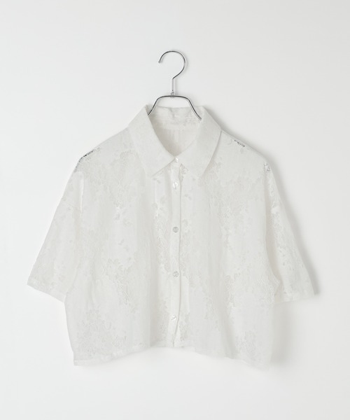 PAGEBOY(ページボーイ)の「フローレースショートシャツ(シャツ/ブラウス・レディース・オフホワイト/ブルー/ブラック・FREE)」の15枚目の写真