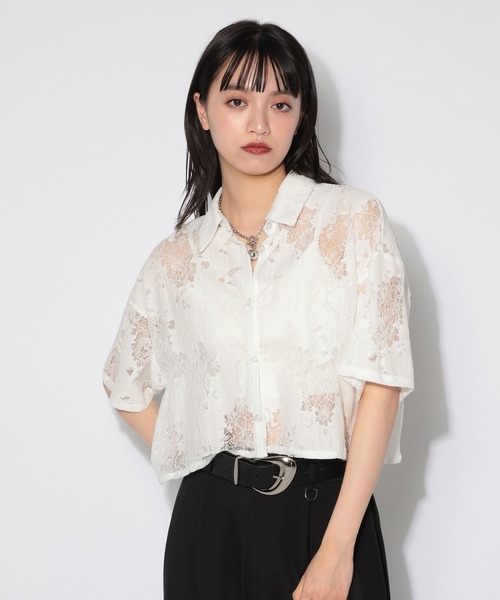 PAGEBOY（ページボーイ）の「フローレースショートシャツ（シャツ/ブラウス・レディース・オフホワイト/ブルー/ブラック・FREE）」の19枚目の写真