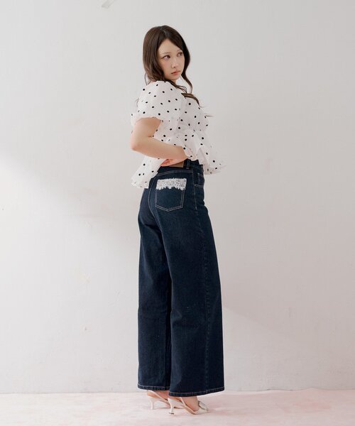 Chico（チコ）の「【WEB限定/3サイズ展開】ポケットレースワイドデニム（デニムパンツ・レディース・スカイブルー/ブルー/ネイビー/ブルー系その他・SMALL/MEDIUM/LARGE）」の10枚目の写真