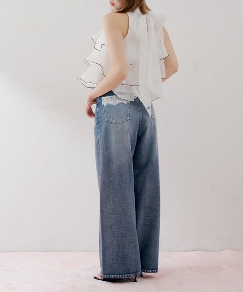 Chico（チコ）の「【WEB限定/3サイズ展開】ポケットレースワイドデニム（デニムパンツ・レディース・スカイブルー/ブルー/ネイビー/ブルー系その他・SMALL/MEDIUM/LARGE）」の8枚目の写真