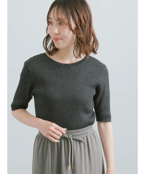 Te chichi（テチチ）の「ラメメランジリブニット（ニット/セーター・レディース・グレー/チャコールグレー/モカ・F）」の2枚目の写真