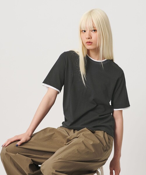 BEAUTY&YOUTH UNITED ARROWS(ビューティーアンドユースユナイテッドアローズ)の「コットン レイヤード クルーネックTシャツ(Tシャツ/カットソー・レディース・ライトブルー/ダークグレー/ホワイト・FREE)」の2枚目の写真