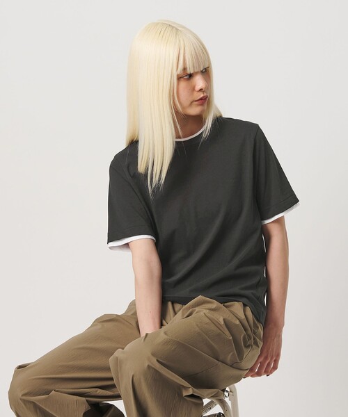 BEAUTY&YOUTH UNITED ARROWS(ビューティーアンドユースユナイテッドアローズ)の「コットン レイヤード クルーネックTシャツ(Tシャツ/カットソー・レディース・ライトブルー/ダークグレー/ホワイト・FREE)」の7枚目の写真